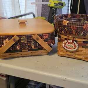 Decorative Longaberger Basket Set with Autumn Leaves